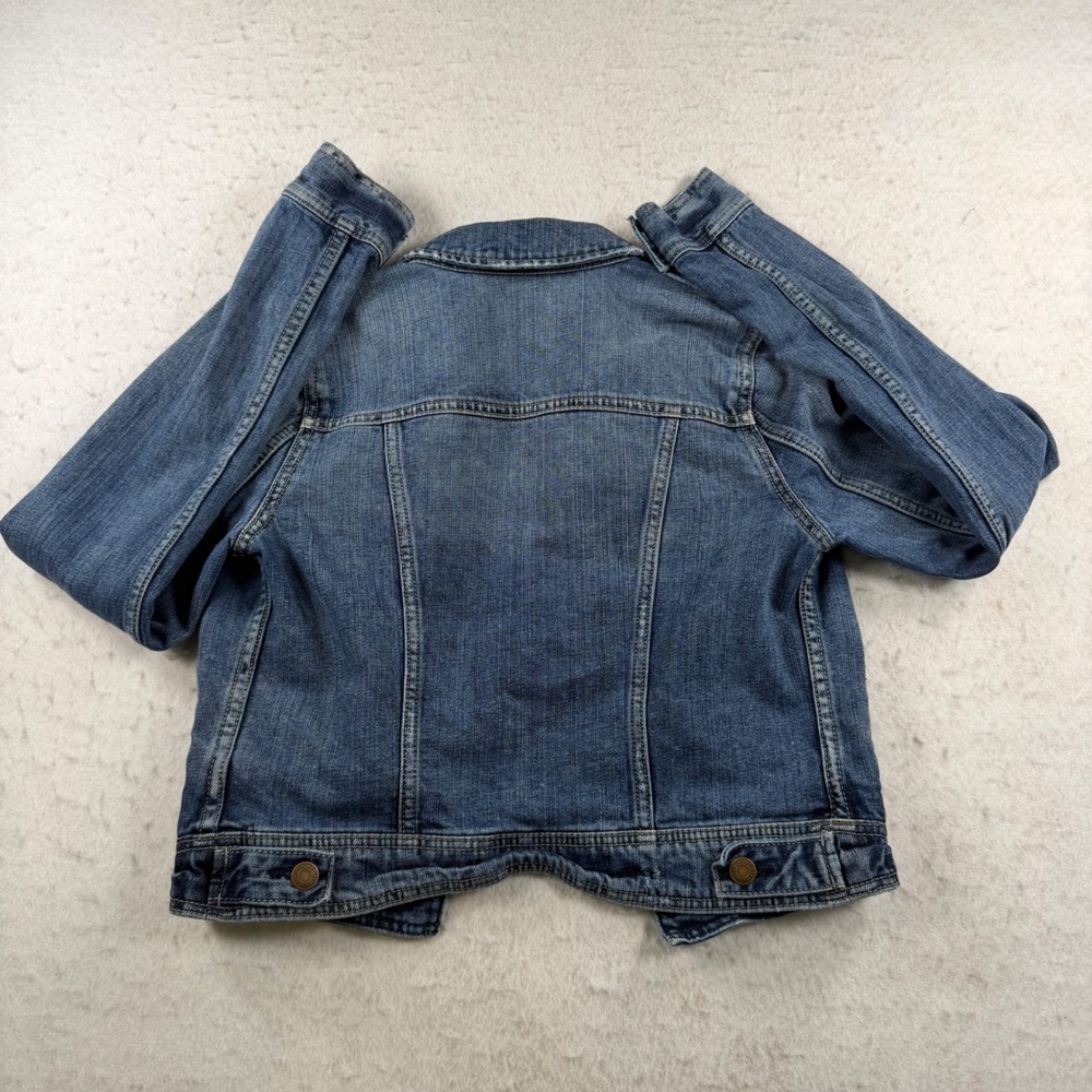 American Eagle Denim Jacket Womens Small Blue Distressed Cotton Trucker RN54485 - Picture 2 of 7